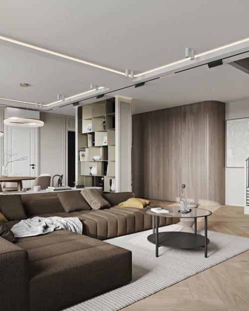 Интерьер кухни - гостиной в светлых тонах имеет ряд преимуществ: 08