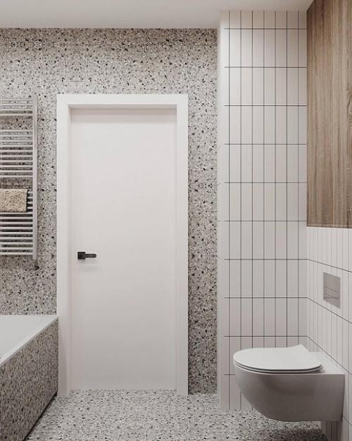 Интерьер санузлов в светлом исполнении. 01