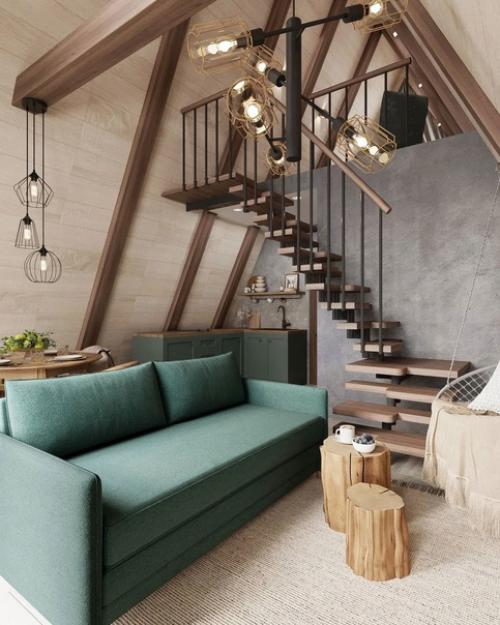 Дизайн проект очень стильного A - Frame домика. 03