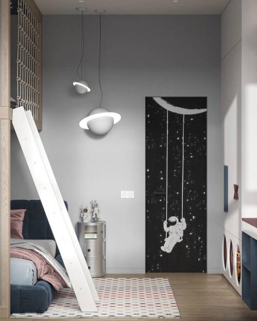 Космический интерьер детской комнаты для юного исследователя вселенной. 03