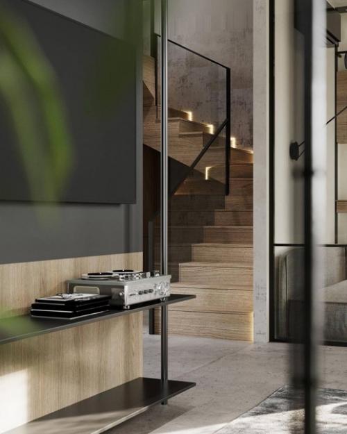 Бетон, дерево, камень, стекло и лаконичный дизайн - вот что лежит в основе этого интерьера загородного дома. 02