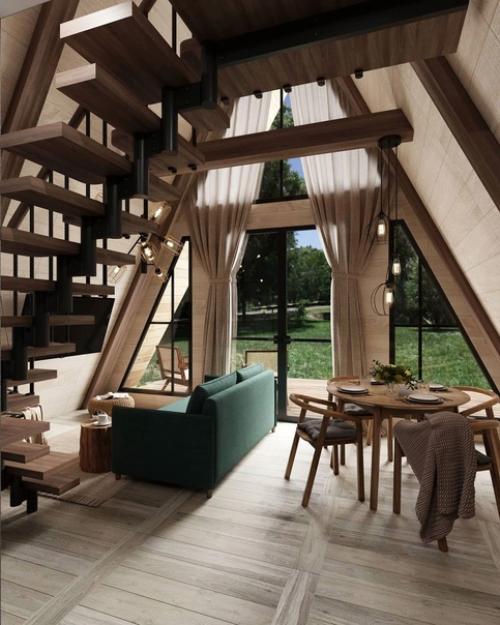 Дизайн проект очень стильного A - Frame домика. 05