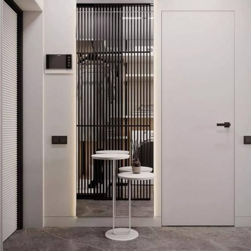 Стильный функциональный интерьер кухни - гостиной площадью 18 м в природных оттенках. 04