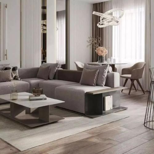 Интерьер кухни - гостиной в светлых тонах. 01