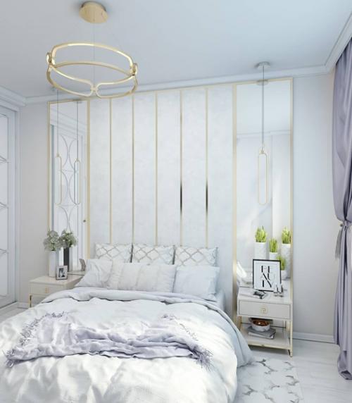 Нежная спальня с мраморными фотообоями. 02