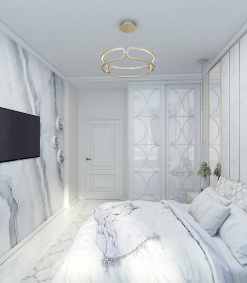 Нежная спальня с мраморными фотообоями. 03