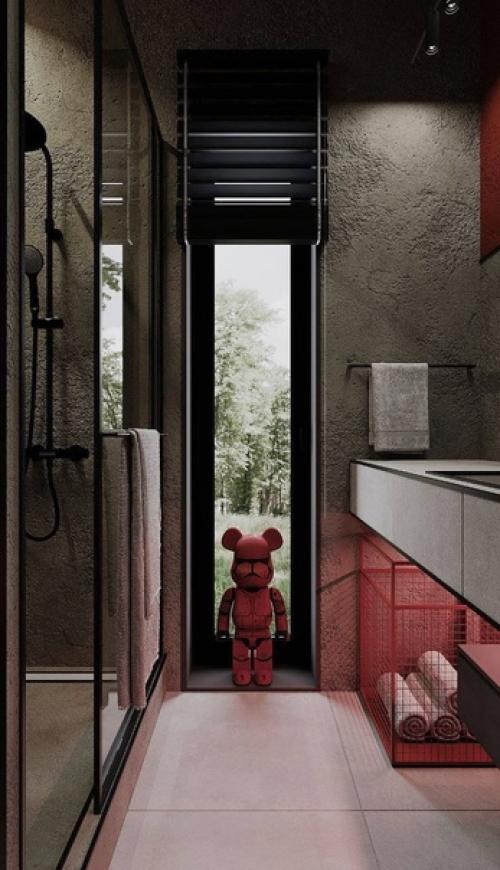 Насыщенный, тёмный и стильный интерьер квартиры в стиле лофт. 06