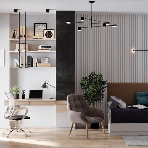 Как вам такой вариант интерьера для узкой комнаты? 01