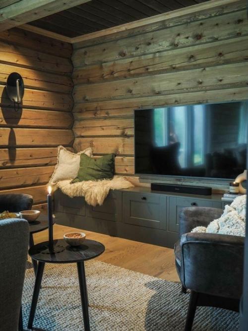 Уютный дизайн кухни - гостиной в загородном доме. 08