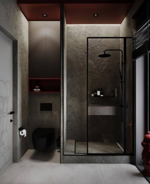 Насыщенный, тёмный и стильный интерьер квартиры в стиле лофт. 07