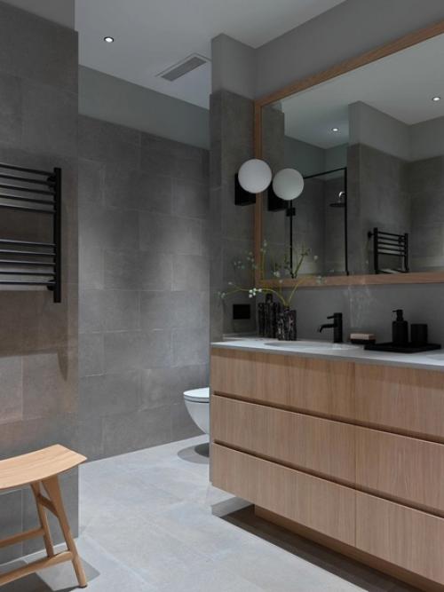 Ванная комната в сочетании камня и дерева. 04