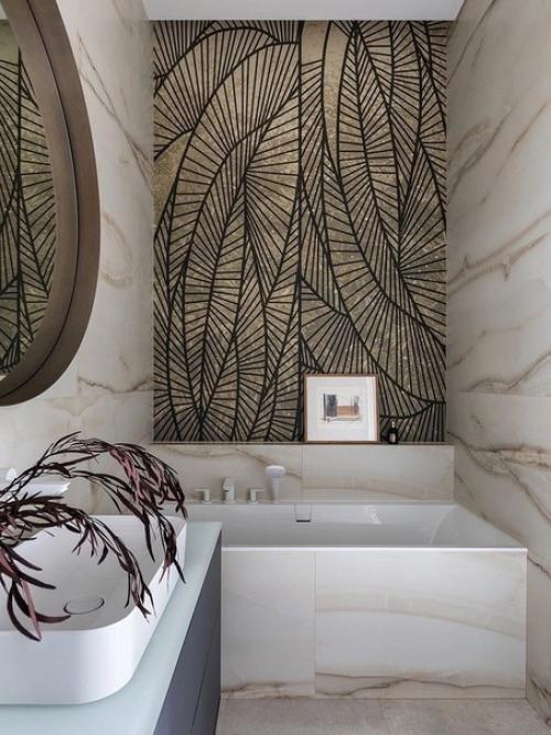 При оформлении этого интерьера вдохновились видом из окна - объемными кронами деревьев, уходящими вдаль. 06