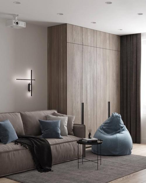 Интерьер современной и функциональной комнаты в светлых тонах. 02