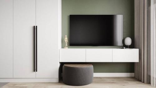 Стильный и светлый интерьер кухни - гостиной с акцентами. 03