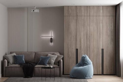 Интерьер современной и функциональной комнаты в светлых тонах. 07