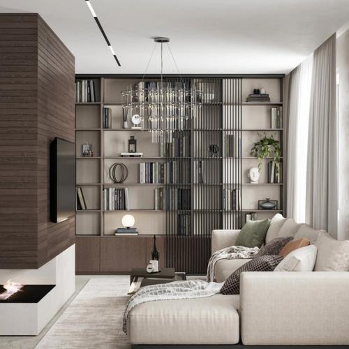 Невероятно стильная и привлекательная кухня - гостиная. 02