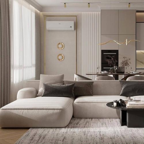 Сочетание минимализма и современной классики в интерьере кухни - гостиной и прихожей. 02