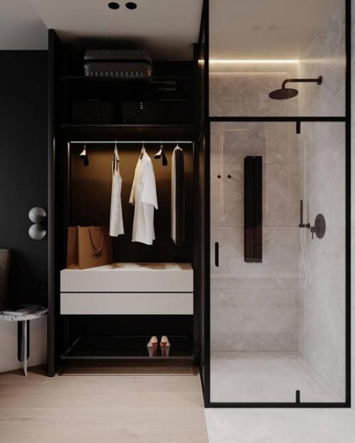 Интерьер мастер - спальни в тёмных тонах. 07