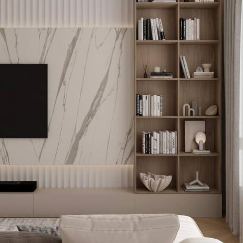 Сочетание минимализма и современной классики в интерьере кухни - гостиной и прихожей. 06