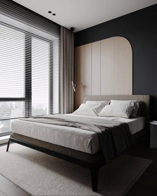 Интерьер мастер - спальни в тёмных тонах. 02
