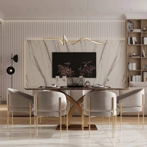 Сочетание минимализма и современной классики в интерьере кухни - гостиной и прихожей. 04