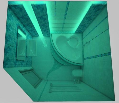 Ванная комната Водопад в двух вариантах освещения и гостевой сан. 01