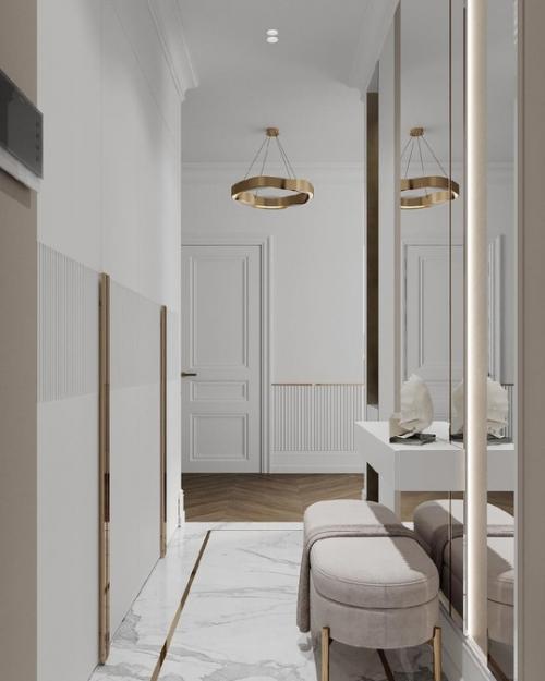 Как вам такой стильный светлый интерьер прихожей? 03