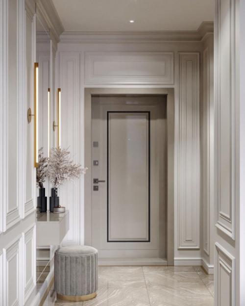 Стильный дизайн - проект прихожей в современном классическом стиле. 02