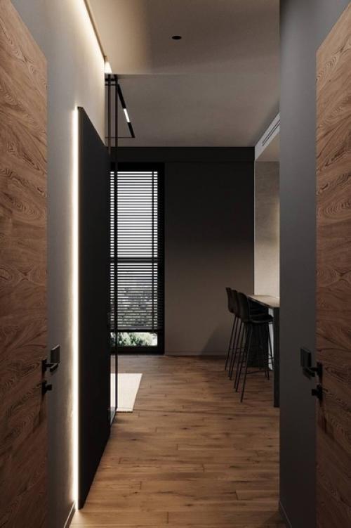 Интерьер квартиры в тёмных тонах в клубном доме в Санкт-петербурге. 02