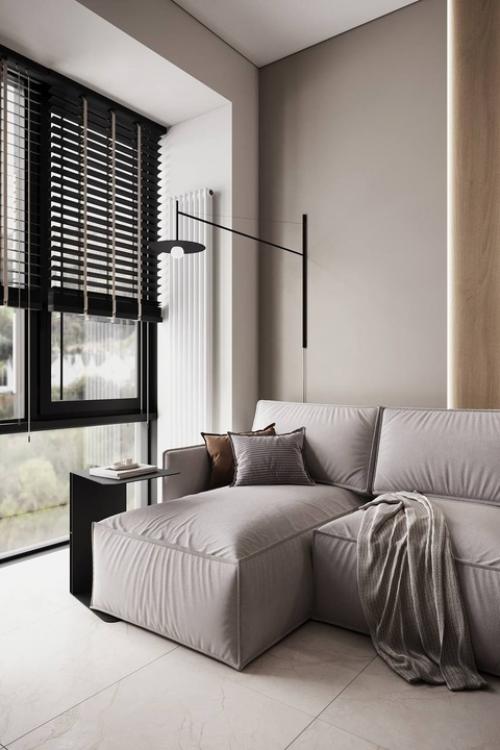 Стильная кухня - гостиная из проекта однокомнатной квартиры. 04