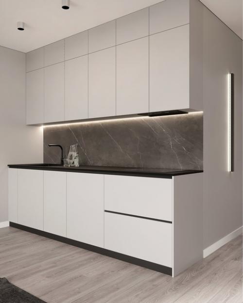 Школа ремонта.  Просторная кухня - гостиная, разделенная на зоны: обеденную со столом с видом на реку, и функциональную. 01