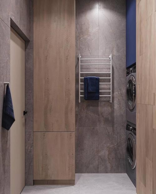 Гостевой санузел + постирочная в современном стиле и в светлых тонах. 05