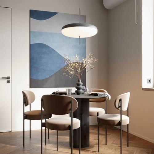 Лаконичная кухня с лёгким применением колор - блокинга. 01