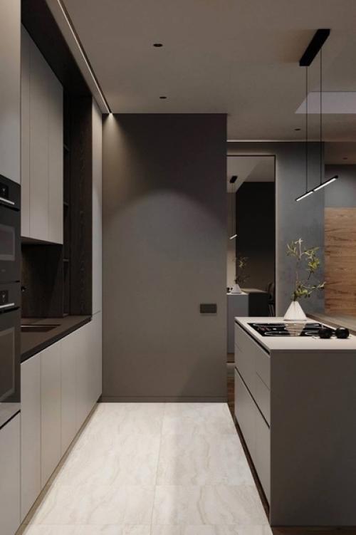 Интерьер квартиры в тёмных тонах в клубном доме в Санкт-петербурге. 06