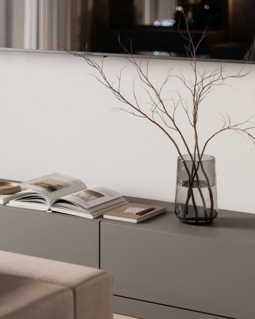 Интерьер спальни в современном стиле в приятных спокойных тонах. 07