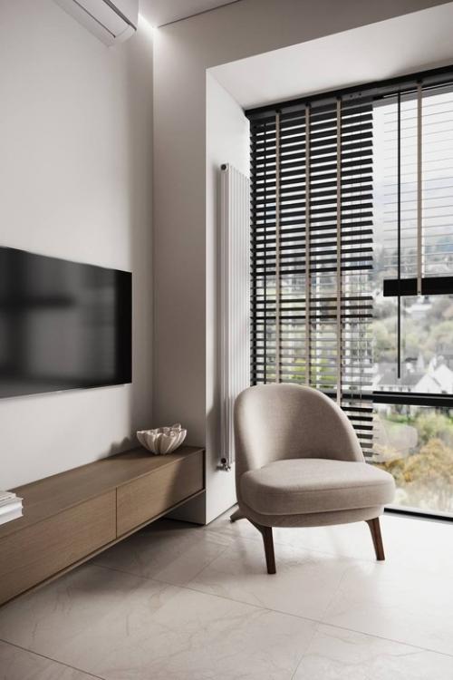 Стильная кухня - гостиная из проекта однокомнатной квартиры. 05