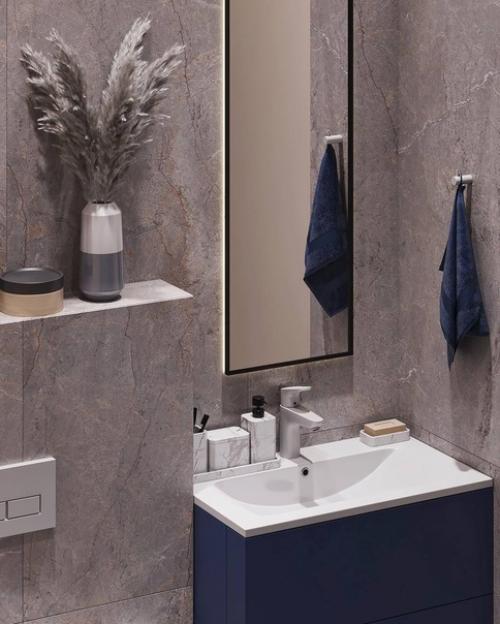 Гостевой санузел + постирочная в современном стиле и в светлых тонах. 01