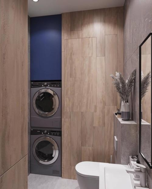 Гостевой санузел + постирочная в современном стиле и в светлых тонах. 04