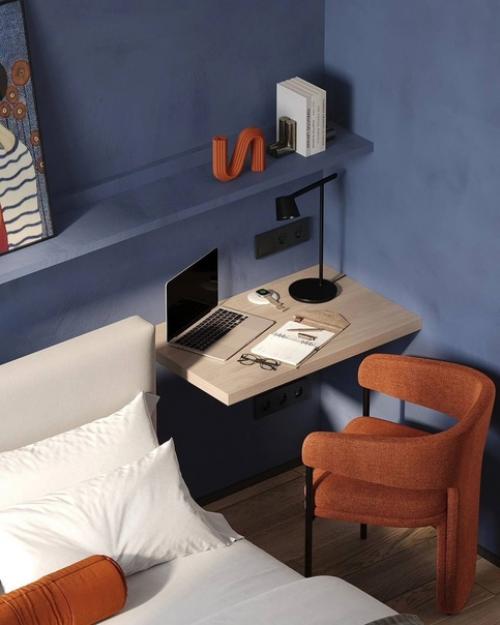 Уютный интерьер спальни 18 кв. 06