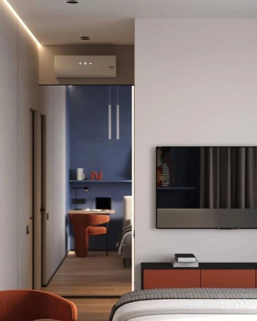 Уютный интерьер спальни 18 кв. 03