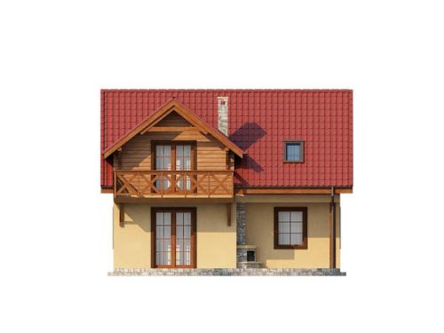 Проект: компактный дом с мансардой с камином на террасе. 07