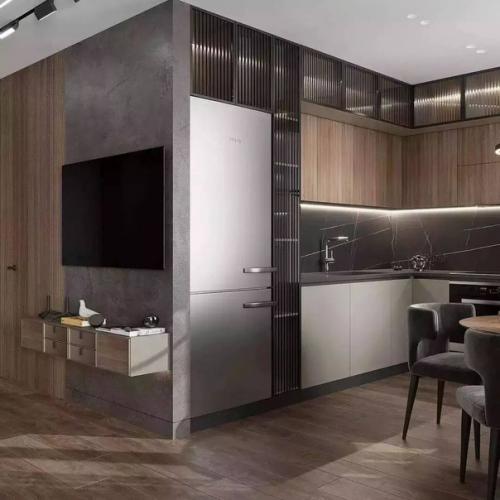 В интерьере этой кухни - гостиной площадью 27 кв. 07