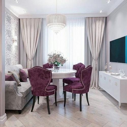 Стильный дизайн - проект кухни - гостиной в современной классике. 05