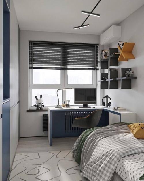 Стильная комната для подростка с отличным сочетанием цветов и декора. 02