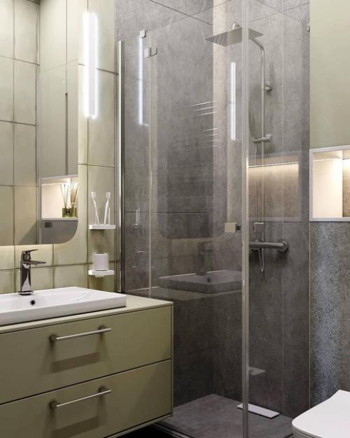 Интерьер ванной комнаты с редким сочетанием цветов. 02