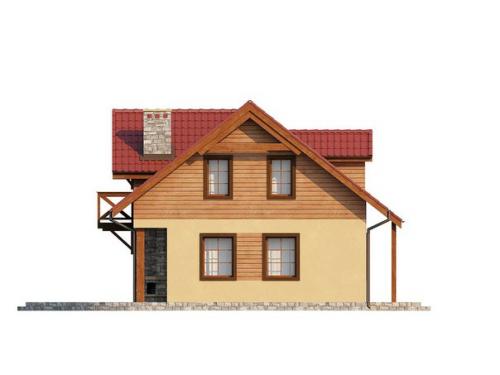 Проект: компактный дом с мансардой с камином на террасе. 09