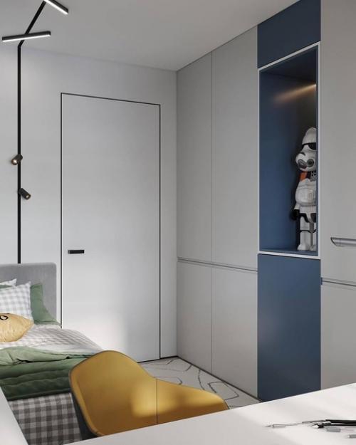 Стильная комната для подростка с отличным сочетанием цветов и декора. 04