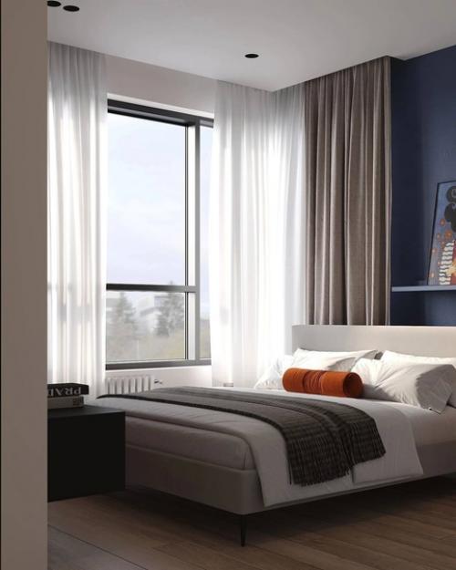 Уютный интерьер спальни 18 кв. 02