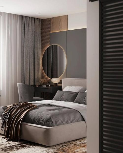 Интерьер спальни отражает стиль и предпочтения владельцев, создавая уютную обстановку для отдыха и релаксации. 02