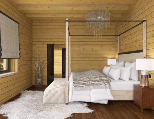 Дизайн проект спальни, в стиле шале, с гардеробной. 01